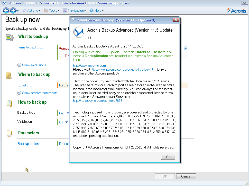 Acronis Backup Advanced 11.5.38573 bootable media - ISO