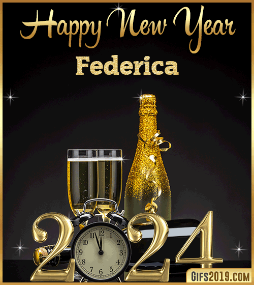 Champagne Bottles Glasses New Year 2024 gif for Federica