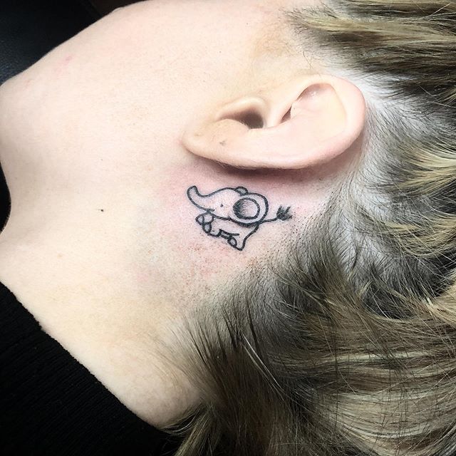Behind The Ear Elephant Tattoo