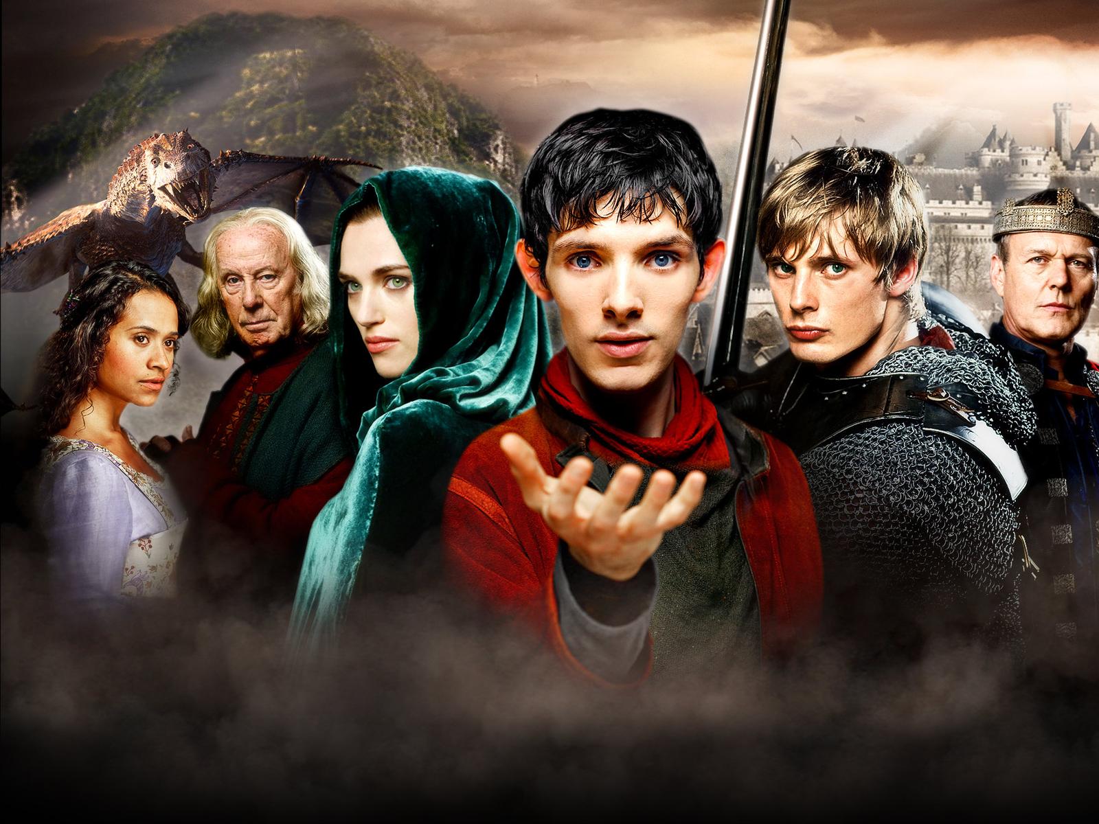 Guinevere, Gaius, Morgana, Merlin, Arthur and Uther of 'Merlin'