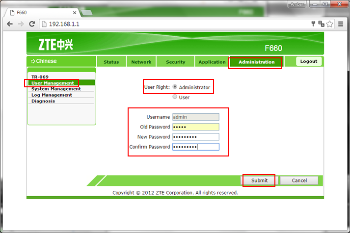 Mengganti password Login di ONT ZTE F660 - Cara Seting ONT