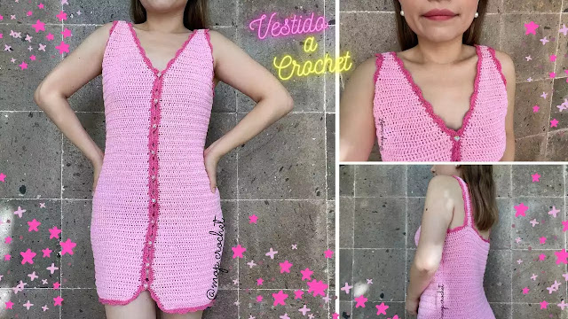 APRENDE A TEJER FACIL Y SENCILLO Tutorial  de Vestido Rosa a Crochet