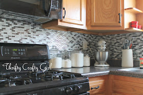 Thrifty Crafty Girl: Easy Kitchen Backsplash with Smart Tiles