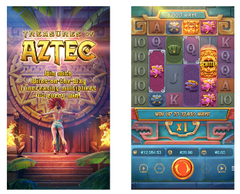 Tampilan login dan game slot Aztec Treasure
