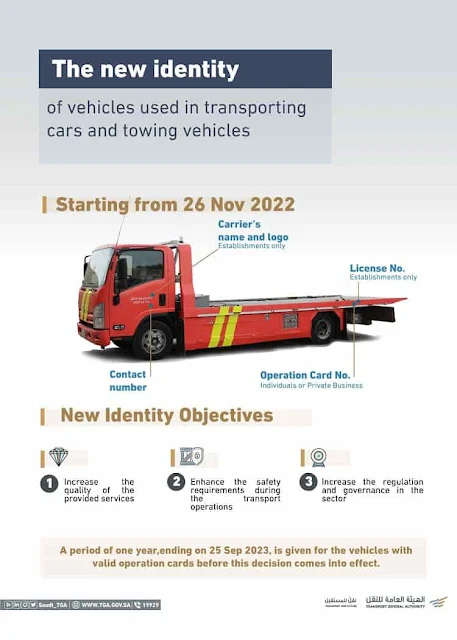 Transport General Authority approves new Identity for vehicles used in motor transport activity - Saudi-Expatriates.com