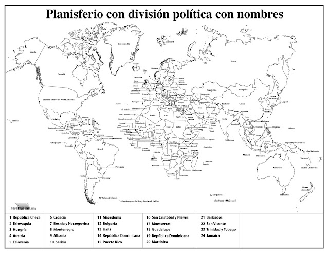 Dibujos de mapas del mundo para imprimir y colorear