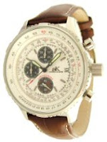 Adee Kaye Mens Navigator Pilot Chronograph Watch w/ White Dial