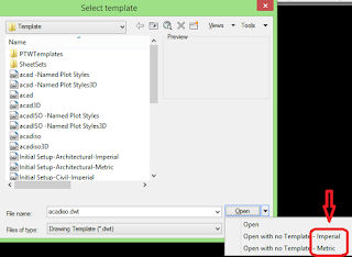 Pilihan metric dan imperal pada new file