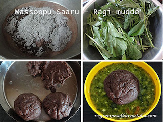 masoppu saaru and raagi mudde recipe in kannada