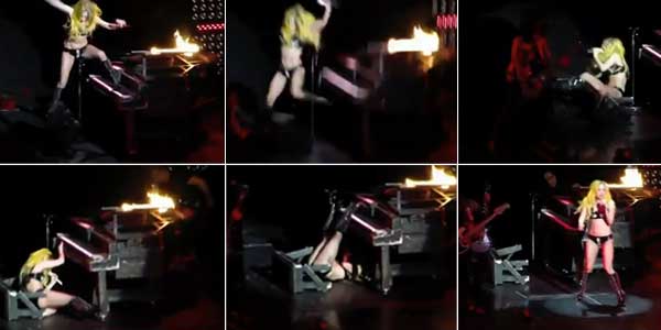 Lady Gaga Falls Off Piano From this image you can see Lady Gaga falling to 