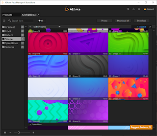 A selection of Animated Backgrounds in AE Juice's Package Manager.