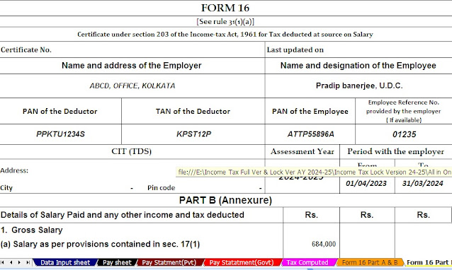 Download Auto Calculate Income Tax Preparation Software in Excel for the all of Salaried Persons for the F.Y.2023-24