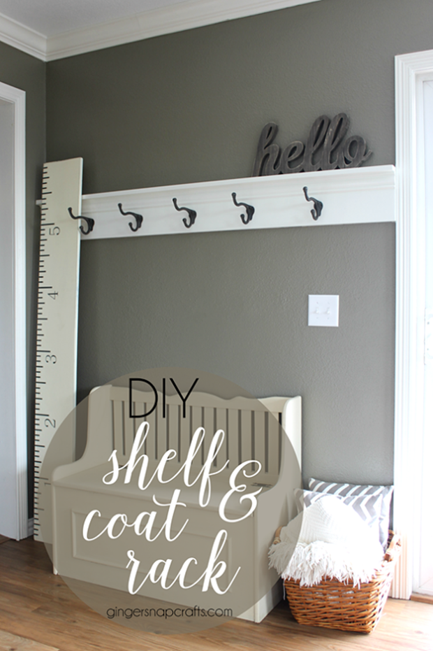 DIY Shelf & Coat Rack at GingerSnapCrafts.com #DIY   #shelf_thumb