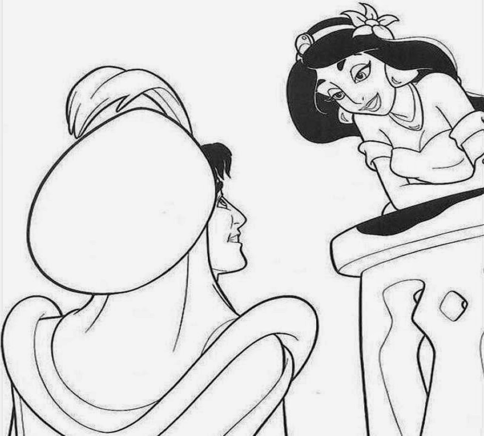 Aladdin and Jasmine Coloring Page Free wallpaper