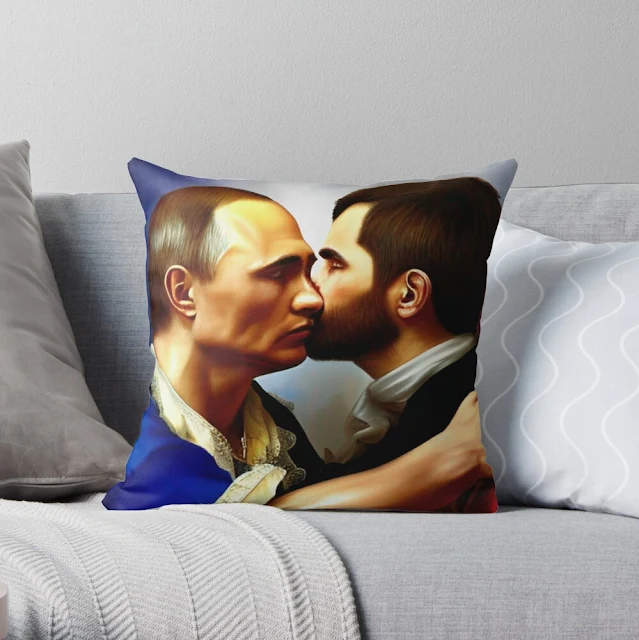 Putin kissing a man - home decor pillow