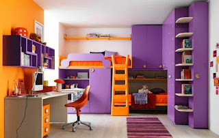 Habitación naranja lila