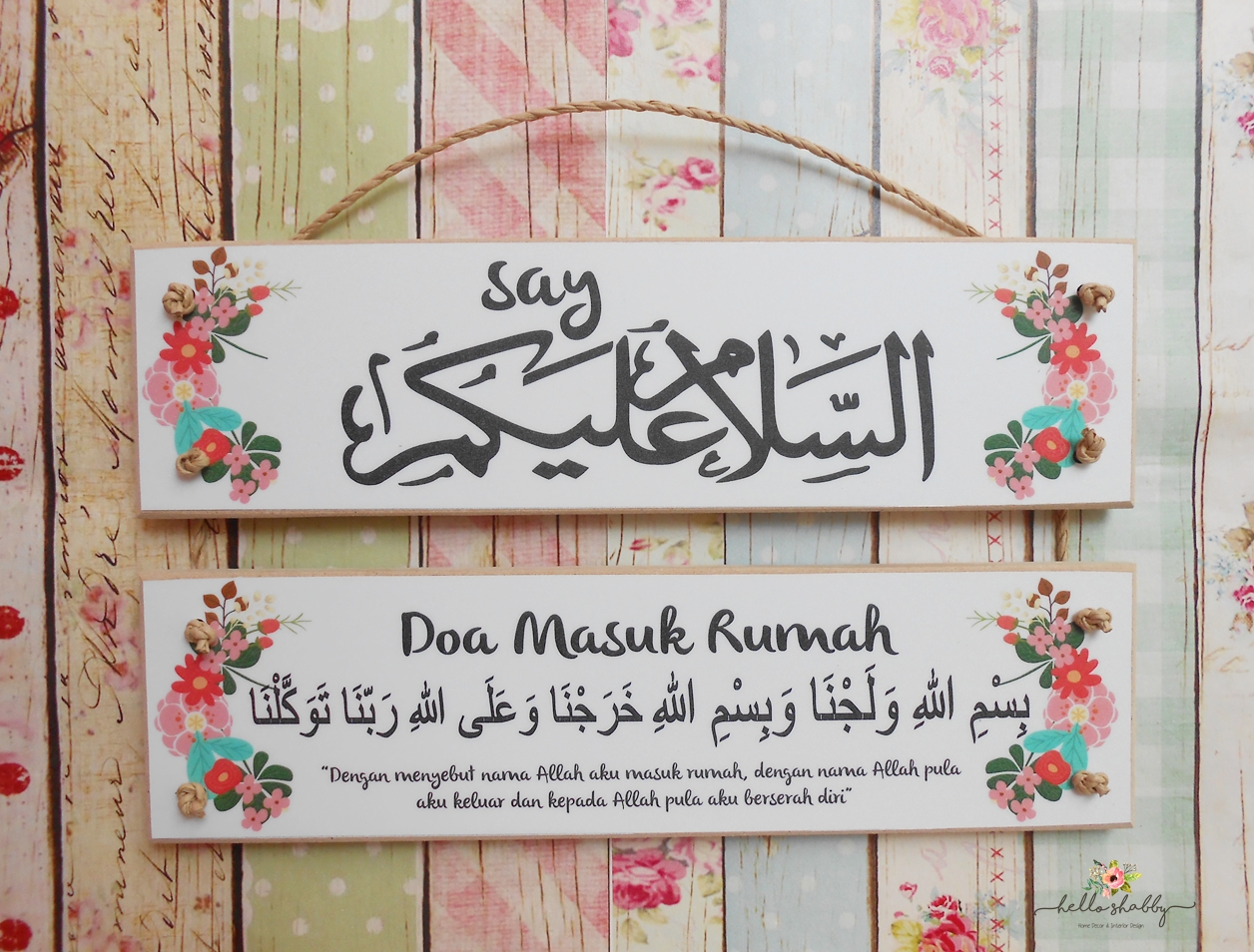 Jual Wall Decor Salam dan Doa Masuk Rumah HelloShabby 