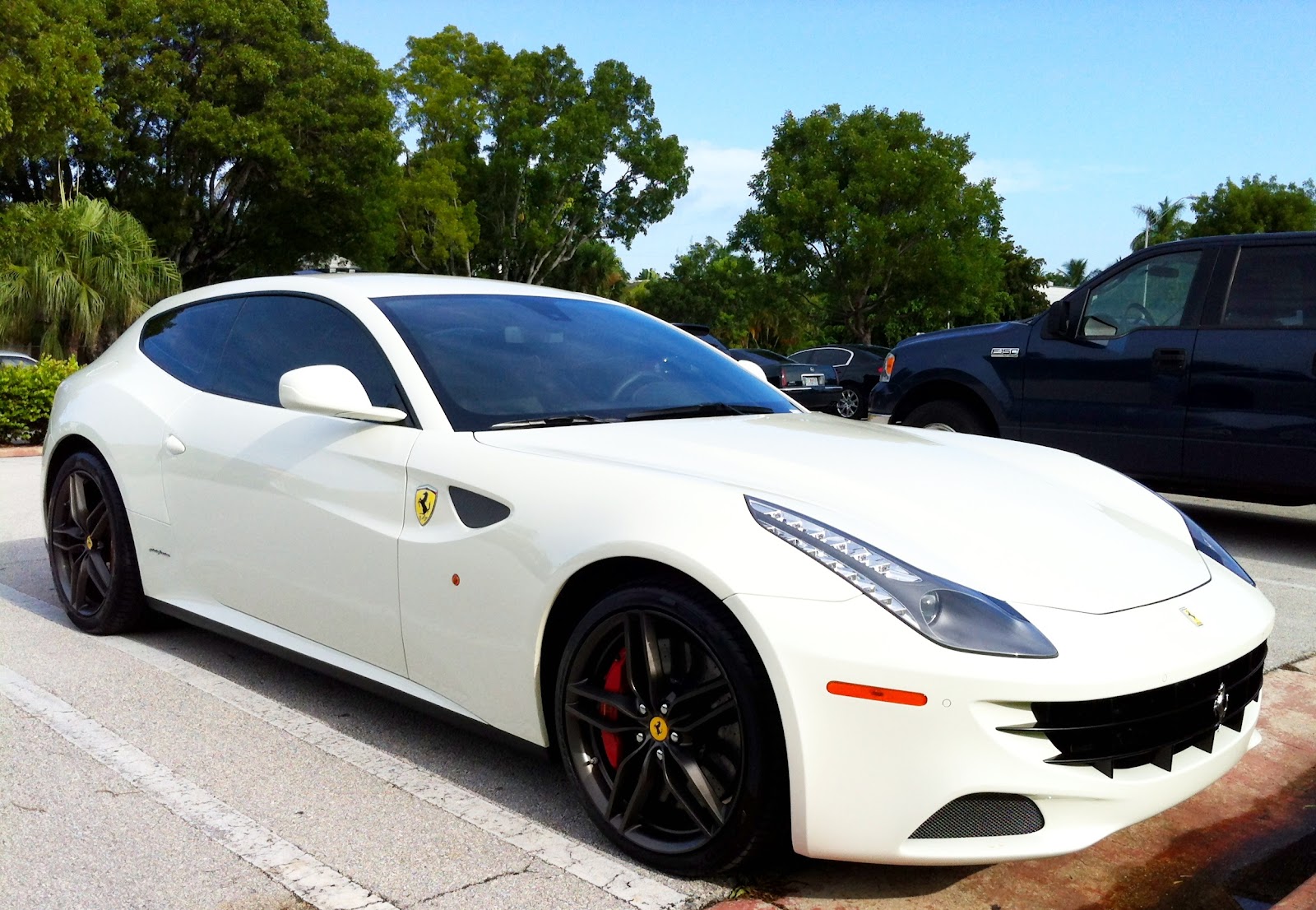 Exotic Cars on the Streets of Miami White Ferrari FF  
