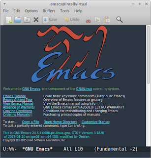 el editor emacs ejecutandose en distro linux basada en Debian