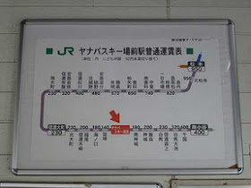 JR東日本　ヤナバスキー場前駅運賃表
