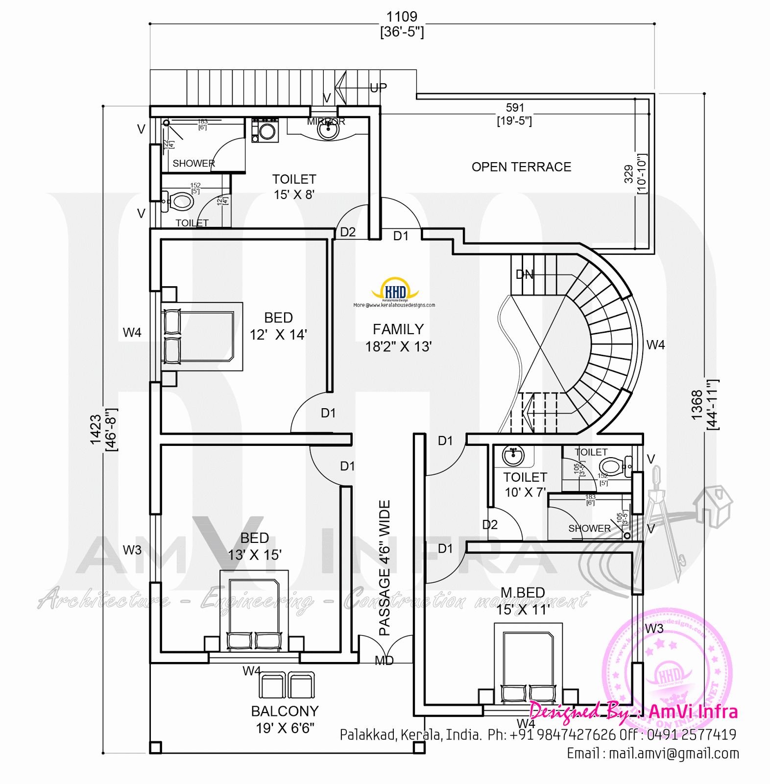 Elevation and free floor  plan  Kerala home  design and 