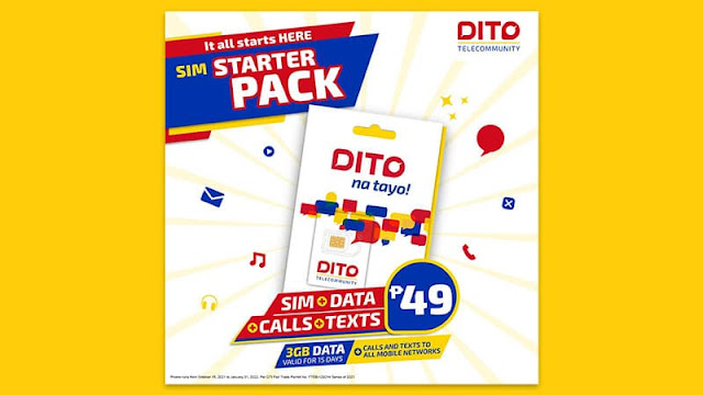 DITO SIM Starter Pack with 3GB data priced at P49