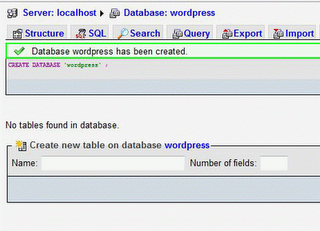 buat database wordpress