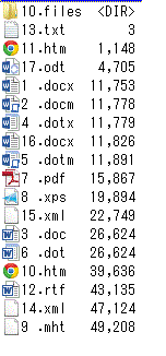 サイズ別にソートした結果