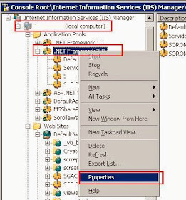 propiedades del framework en IIS
