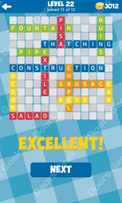 Cheats, Solutions for Level 22 in 13 Word Connect by Second Gear Games