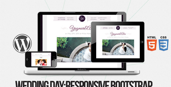 Wedding Day - Unique Minimal Bootstrap Theme - Events Entertainment