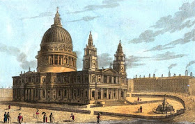 St Paul's Cathedral from The Monuments and Genii   of St Paul's Cathedral and of Westminster Abbey by GL Smyth (1826)