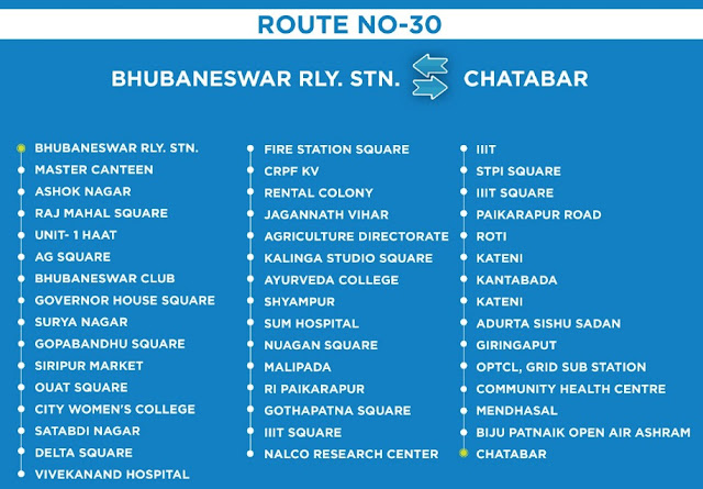 Mo Bus Bhubaneswar route No 30 - Revised June 2022