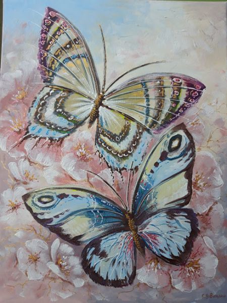 Картина, Бабочки в цветах, 30х40см.