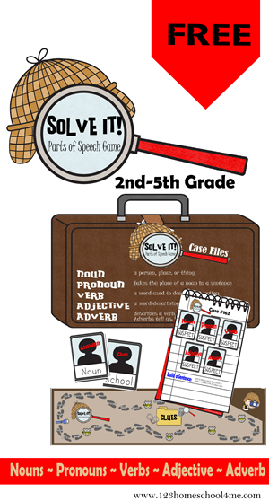 Solve It! Parts of Speach Game for Elementary Students #education #homeschool #languagearts