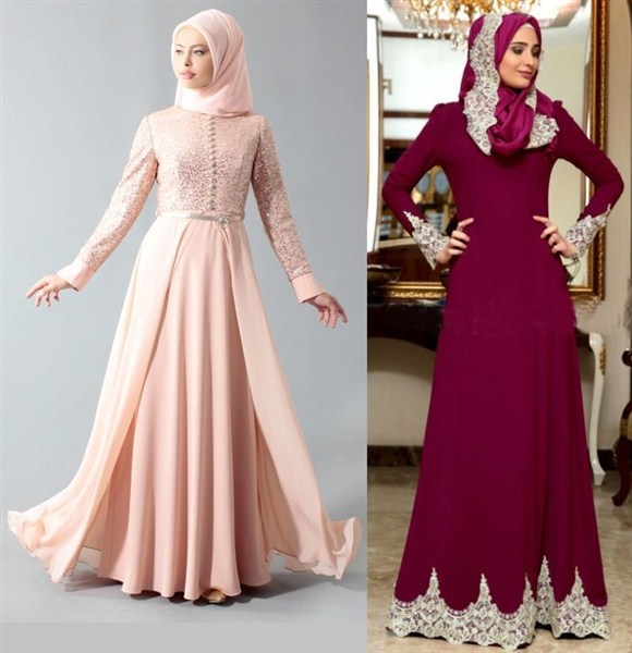 Model Baju Muslim Pesta Kombinasi Brokat dan Bordir Terbaru 2017/2018