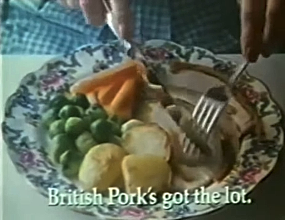SEP 21 - SINISTER BRITISH PORK ADVERT 1984 featuring a guy who looks like he is about to murder his family.