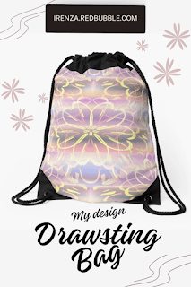 Flower pastel mandala Drawstring Bags.