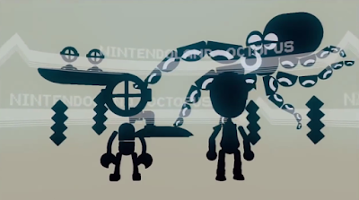 Octopus Dance Nintendo Land before the game starts sihoulettes diver Mii Game & Watch