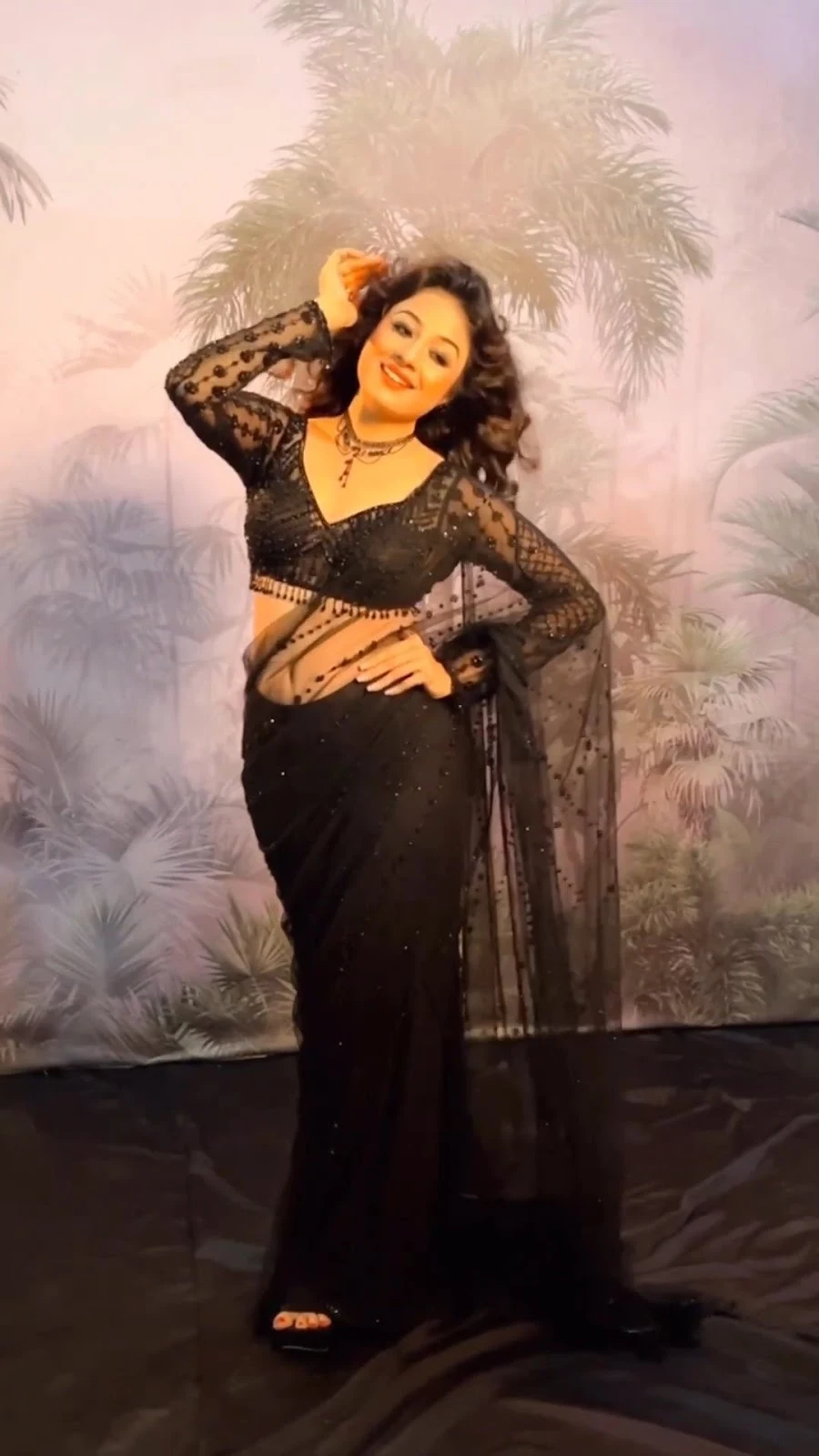 Paridhi Sharma navel sheer black saree hot tv actress