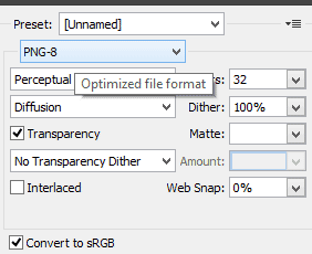 Photoshop CS6 PNG-8 Options