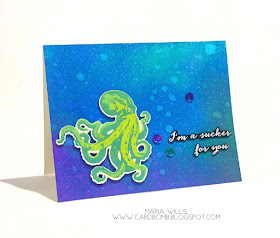 #cardbomb, Cardbomb, Maria Willis, Hero Arts, #heroarts, Color Layering Octopus, octopus, distress oxide inks, resist spray, #technique, 