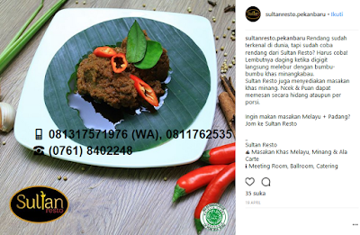 Makanan Melayu Pekanbaru Riau Rendang Daging Sultan Resto