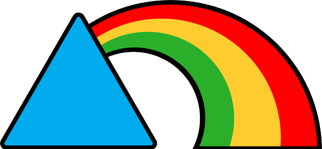 Logo del blog El Triángulo Arcoíris, triángulo azul del que sale un pequeño arcoíris