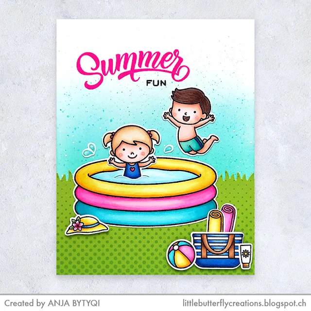 Sunny Studio Stamps: Kiddie Pool Summer Themed Card by Anja Bytyqi