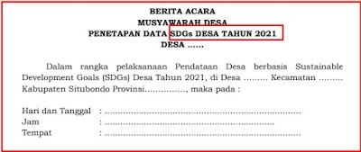 Download Format Berita Acara Musdes Penentapan Data SDGs Desa