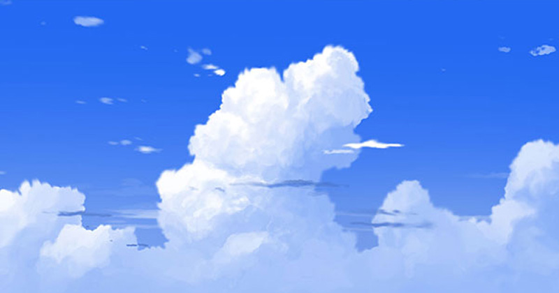 anime cumulus cloud painting