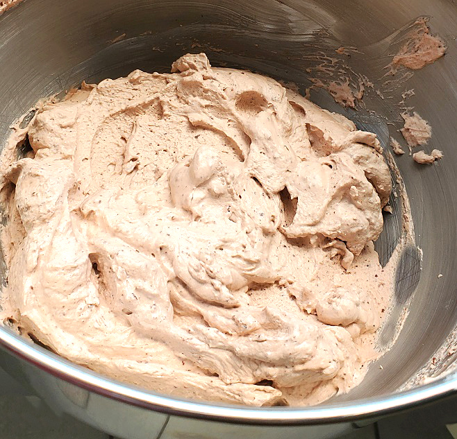 this is whipped heavy cream and instant chocolate pudding folded in after whipped