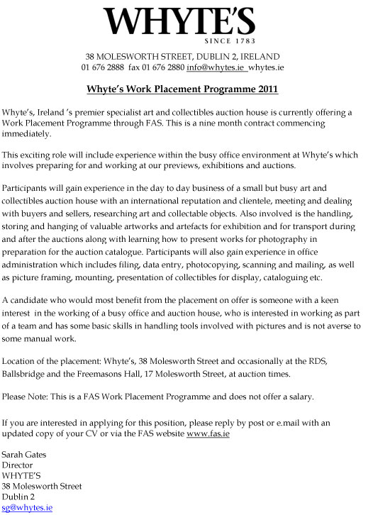 ... are accepting applications for a FAS run work placement programme