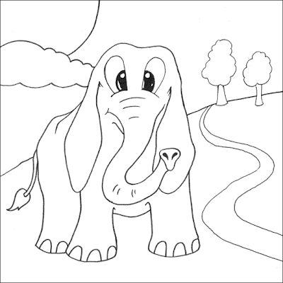 Baby Elephant Coloring Pages